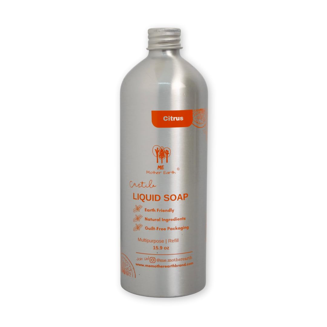 Castile Soap All-in-One Liquid Soap, 15.9 Oz - Natural, Biodegradable & Vegan, Gentle Multi-Purpose Cleaner for Body, Face, Hair, and Home, Ideal for Sensitive Skin, Eco-Friendly Formula in Citrus